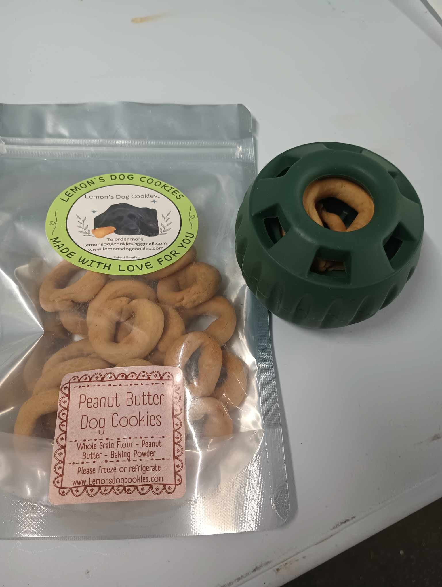 A pack of Lemon's Dog Cookies homemade dog treats
